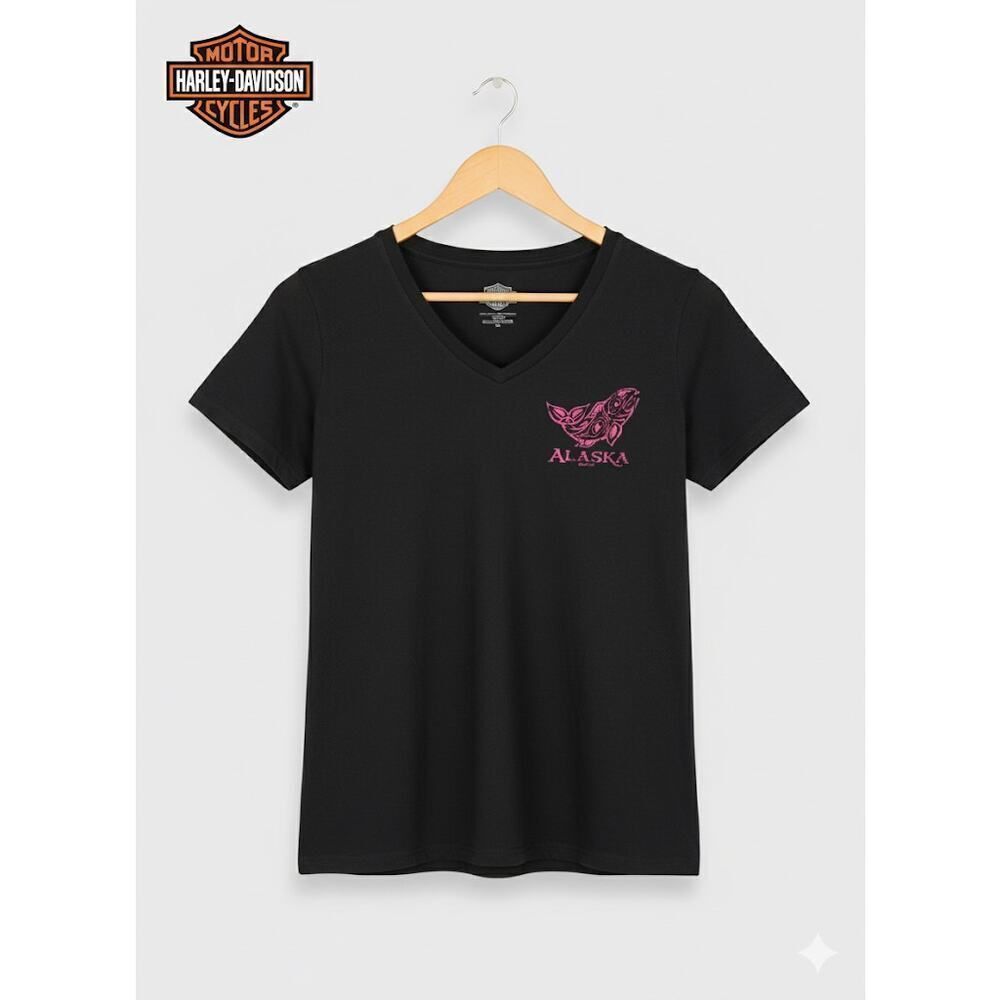 Harley Davidson Taku Juneau Alaska Black Graphic Tee Shirt T-Shirt Small